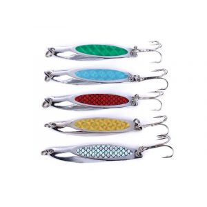 Lot De 5 Leurres De P&ecirc;che En M&eacute;tal, Cuill&egrave;res, Spinners, Mat&eacute;riel Pour Eau Douce Et Eau Sal&eacute;e - Neuf