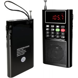Poste Radio Portable, Mini Radio FM avec Balayage Automatique, Batterie Rechargeable Int&eacute;gr&eacute;e, Lecture MP3 Via USB/Carte MicroSD, Compact pour Camping et Voyage (Noir) - Neuf
