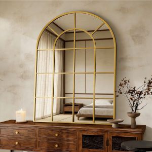 Miroir incurv&eacute; 30"" x 40"", cadre en aluminium, fixation murale, miroir de salle de bain - Neuf