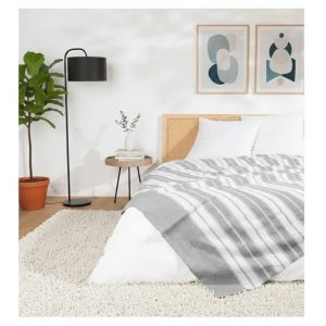 Couvre Lit Jacquard 180 X 220 Cm Abby Gris - Neuf