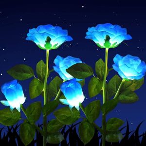 Lampes Solaires Pour La Décoration Extérieure - Lampes Solaires De Jardin - Imperméable Lumières Solaires De Jardin - Rose Led Pour Jardin, Buissons, De L'herbe, Des Clôtures (Bleu)75x38cm - Neuf