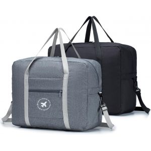KALANKA-2* Bagages Cabine 45x36x20 easyJet Pliable Léger Sac de Voyage Valise Sac Cabine Rangement Bagage Portable Grande Sac de Cabine Avion Organisateur Sac a Main,30L Gris+Noir - Neuf