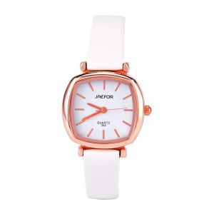 Petit Cadran Carr&eacute; Style R&eacute;tro Montre &Agrave; Quartz Pu En Cuir Bracelet Accessoire (Blanc) - Neuf