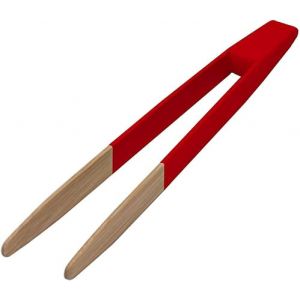 Pince &Agrave; Toast En Bambou. 24 Cm Color&eacute;e Rouge Aimant&eacute;e Pour Attraper Les Toast Au Grille Pain Ou Pour Le Service - Neuf
