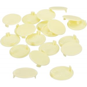 50Pcs Cache-Trous de Charni&egrave;re, 35mm (1 3/8"") Dia Cache-Trou en Plastique Rond de Type Encastr&eacute; pour Meuble Armoire Placard, Couleur Cr&egrave;me - Neuf