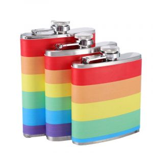 Flasque Portable En Acier Inoxydable Arc-En-Ciel Pour L'extérieur, Idéale Pour Les Bouteilles D'alcool Et De Vin - Neuf