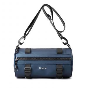 Sac a bandouliere pour homme, sac a dos rond cylindrique en nylon, sac de poitrine tendance, sac messager pour tous les jours, gris - Neuf