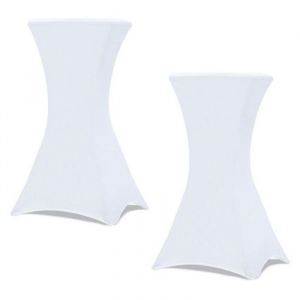 Housses Blanches Pour Table Haute Pliante 110 X 80 Cm (Lot De 2) - Neuf