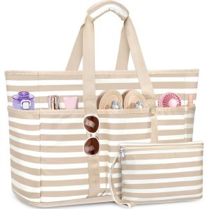 KALANKA-XXL Grand Sac de Plage Femme, 45L Tote Bag Extra Large Famille Anti Sable Imperm&eacute;able Cabas Plage Pliable Sac a Main avec Compartiment pour la Plage, les Voyages et un Usage Quotidien - Neuf