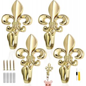 Lot de 4 pat&egrave;res vintage en alliage de zinc avec 4 vis, 4 tubes d'expansion, 1 tournevis pour cuisine, salon, manteau, sac, cl&eacute;, bonnet - Neuf