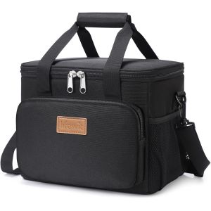 KALANKA-Sac Isotherme Repas 9L(12 Canette), Moyen Glaciere Souple Isothermes Homme et Femme, Portable Lunch Bag Box, Sacs Dejeuner pour Travail, Pique Nique, Plage, Noir - Neuf