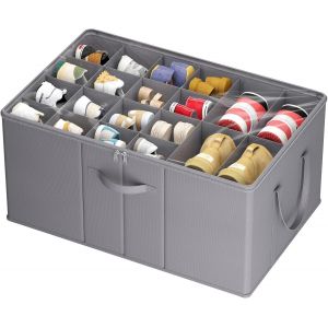 Kgabery-Grand Boite Rangement Chaussures Pour 10-20 Paires,Organiseur Chaussures Placard Pliable Avec Couvercle Transparent,Support Inférieur Pour Bottes,Talons Et Baskets,Gris - Neuf
