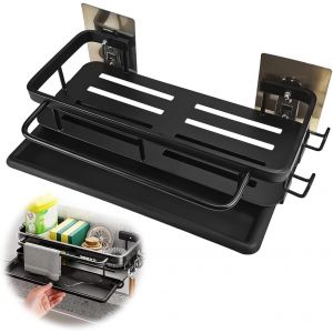 Eryi-Porte Eponge Evier Cuisine, Organiseur D'évier En Acier Inoxydable,Organisateur Evier Cuisine Noir Rangement Evier Cuisine À Suspendre Sans Perçage Avec Bac D'egouttement Amovible - Neuf
