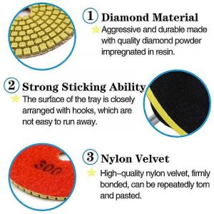 11Pcs 3 pouces 80mm diamant polissage tampons kit humide / sec pour pierre béton marbre polissage utiliser Grindin - Neuf