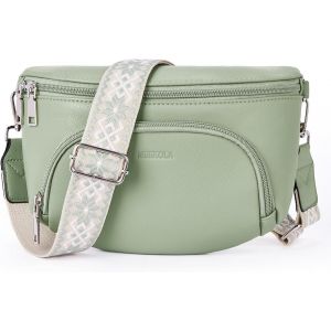 RFCBC-Sac à bandoulière pour femme, sac à bandoulière tendance pour femme, sac à bandoulière en cuir végétalien, poche poitrine avec blocage RFID, large sangle amovible et réglable - Neuf