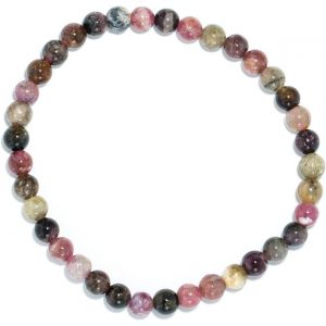 Kalsw-Bracelet Coloré En Pierre Précieuse Naturelle De Tourmaline Avec Boules De 4 Mm Montées Sur Fil De Nylon Élastique-Fait Main. - Neuf