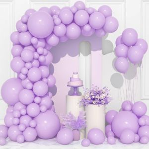 SJZG-106 Pcs Ballons Violets Pastel Ballon En Latex 5 10 12 18 Pouces Kit Guirlande Ballon Violet Clair Avec Ruban Pour Femmes Filles F&ecirc;te D'Anniversaire Bapt&ecirc;me Douche B&eacute;b&eacute; Mariage Baby Shower D&eacute;cor - Neuf