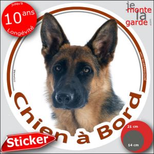Berger Allemand Poils Courts, Disque Adh&eacute;sif Sticker Voiture Rond Photo "Chien &Agrave; Bord" R&eacute;siste Pluie Soleil Gel Jusqu'&Agrave; 10 Ans, Id&eacute;e Cadeau, 14 Cm De Diam&egrave;tre - Neuf