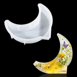 Moule En R&eacute;sine Sp&eacute;cimen Moules En Silicone Grand Epoxy Moule Serre-Livres Moule De Coul&eacute;e Lune Resin Mold Pour Diy Livre Organiser, Fabrication De Sp&eacute;cimens De Fleurs Et D'insectes - Neuf