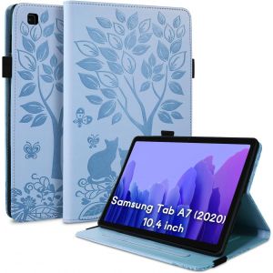 Housse Protection pour Samsung Galaxy Tab A7 SM-T500/T505 10.4 Pouces Fonction du Support Coque Tablette Samsung Tab A7 avec Fente pour Carte Motif Chat Papillon ?tui Bleu - Neuf