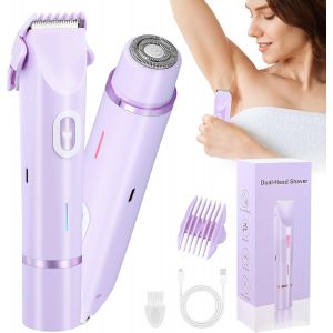 Eryi-Rechargeable Rasoir Electrique Femme, Tondeuse Électrique 2 En 1, Sans Douleur Tondeuse Femme Intime, Étanche Rasoir Pour Visage Aisselles Jambes Bras, Utilisation Humide Et Sèche - Neuf