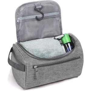 MAA-Trousse de toilette pour homme - Sac de toilette pliable étanche - Pour homme et femme - Gris - Neuf