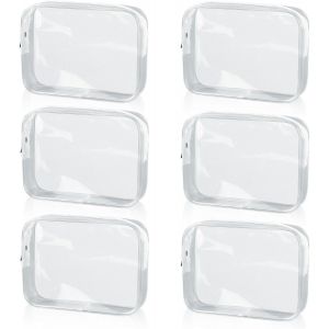 TIANYI-Trousse Transparente Voyage,6 PiècesTrousse de Toilette Voyage,Trousse de Toilette Avion,Pochette Transparente Voyage, Trousses de Toilette Transparente (Blanc Transparent, 19 x 6 x 13cm) - Neuf