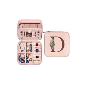 Coffret &agrave; bijoux personnalis&eacute; avec initiale pour femmes et filles - &Eacute;tui de voyage avec compartiments et miroir - Neuf