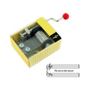 Fly Me To The Moon (Bart Howard) - Bo&icirc;te &Agrave; Musique / M&eacute;canisme / Mouvement Musical &Agrave; Manivelle Dans Une Bo&icirc;te En Carton - Neuf