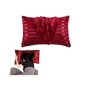 Taie D'oreiller En Satin Rouge 51 X 76 Cm, Fermeture Enveloppe, Pour Cheveux Et Peau - Neuf
