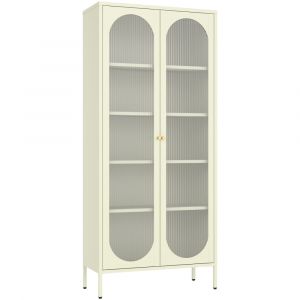 Armoire en m&eacute;tal vert tilleul et verre 180cm YASMINE - Neuf