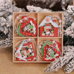 24 Pendentifs en bois flocon de neige de Noël Arbre de Noël Mignon et chaleureux Ornements Maison Maison - Neuf