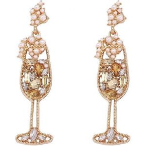 Kal-Boucles D'oreilles En Verre À Vin Pour Femme, Boucles D'oreilles En Verre À Vin, Verres À Vin Pour Femme, Boucles D'oreilles En Verre À Vin Champagne, Boucles D'oreilles Pour Femme, Boucles D'ore - Neuf