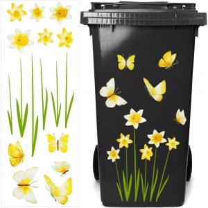 Kal-Autocollants De Fleur De Poubelle À Roulettes Autocollant Décoratif De Poubelle Autocollants De Fleur De Poubelle Pour Décorations De Poubelles, Réfrigérateur Et Maison - Neuf