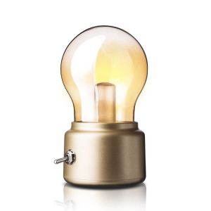 Lampe De Chevet Rétro (D'oro), Mini Lampe De Chevet Led Rechargeable Usb, Élégante, Idéale Pour La Chambre Ou Comme Éclairage De Bureau. - Neuf