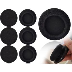 6 pièces Coussinets d'oreille pour Casque, Coussinets en Mousse, Coussinets d'oreille de Remplacement Coussinets d'oreille en Mousse, 55 mm Noir Coussinets de Remplacement pour Casque Audio - Neuf