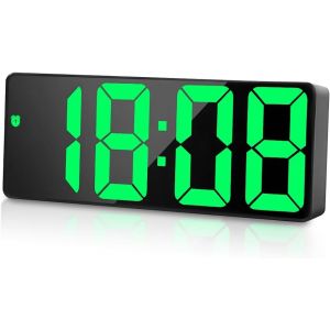 R&eacute;veil Num&eacute;rique, Horloge Digitale avec &Eacute;cran LED, Horloge Num&eacute;rique Aver Temp&eacute;rature, Luminosit&eacute; R&eacute;glable sur 4 Niveaux, Snooze, Commande Vocale, 12/24H, 3 Alarmes, Port USB-C - Neuf