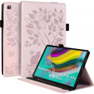 JGD-Housse Protection pour Samsung Galaxy Tab S5E 10.5 Pouces SM-T725/T720 Fonction du Support Coque Samsung Galaxy Tab S5E avec Fente pour Carte Motif Chat Papillon &Eacute;tui Rose - Neuf