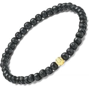 Eryi-Bracelet Tressé En Pierre Naturelle Et Argent Sterling 925 Plaqué Or - 4-6 Mm - 6,7-9,3 Pouces - Bracelet Pour Femme Et Argent Sterling 925 - Réglable - Neuf