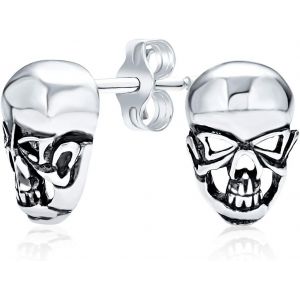 Kal-Médaillon De Pièce Ronde Lourde Et Large Des Caraïbes Aztec Pirates Crâne Pendentif Collier Pour Hommes En Argent Sterling .925 Oxydé - Neuf