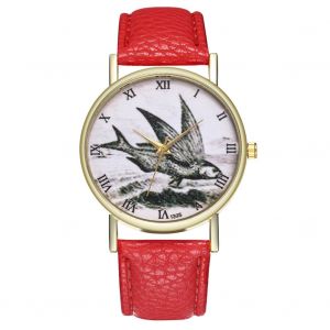 Montre-Bracelet A Quartz Avec Cadran Retro, Unisexe Et Decontractee, Pour Hommes Et Femmes - Rouge - Neuf