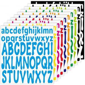 520pcs Autocollants Lettres, 10 Feuilles D'autocollants Lettres Minuscules Majuscules 2,5 Cm 5 Cm Vinyle Imperméables Scrapbooking Affiche Artisanat Coloré - Neuf
