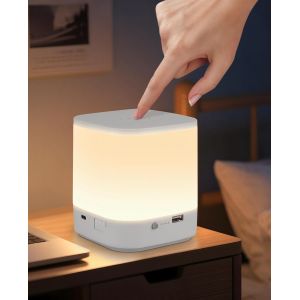 Eryi-Lampe De Chevet Led Tactile Pour Enfants À Intensité Variable : Veilleuse Sans Fil Pour Bébé Rechargeable Par Usb Avec 3 Températures De Couleur Et Fonction De Minuterie Blanc Lumière - Neuf