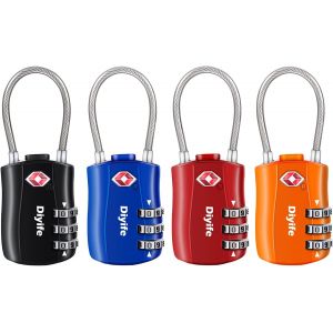 nzqaf-Serrures à Bagages TSA 4 Pack, Cadenas de sécurité à 3 Chiffres, Noir Bleu Rouge Orange - Neuf