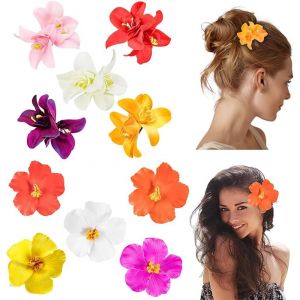 10 Pi&egrave;ces Pince Cheveux Femme Orchid&eacute;es Doubles &Eacute;l&eacute;gants Et Color&eacute;s Pince Cheveux Fleur Style Boh&egrave;me Pour Les Vacances &Agrave; La Plage - Neuf