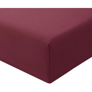 Drap Housse 180x200 Bordeaux - Drap Housse 180 X 200 Bonnet 30cm Matelas En Microfibre 2 Personnes, Tr&egrave;s Doux Et Respirant Avec &Eacute;lastique Tout Autour - Neuf