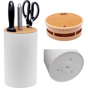 Oayew-Porte Couteaux De Cuisine, Bloc Couteaux Cuisine Vide, Rond Rangement Couteaux De Cuisine, Blocs Couteaux Vides Pour Gain Place Couteaux (Blanc) - Neuf