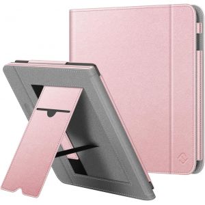 GUOP-Étui Pour Kobo Libra H2O 7 Pouces/Tolino Vision 5 2019 - Housse Avec Béquille,Coque Avec Fente Pour Carte Et Dragonne Fonction Veille/Réveil Automatique,Or Rose - Neuf