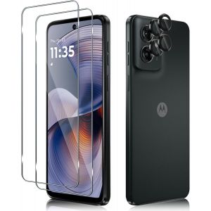 2 Pi&egrave;ces Verre Tremp&eacute; Pour Motorola Moto G55 Et 2 Pi&egrave;ces Cam&eacute;ra Arri&egrave;re Protecteur, Film Protection &Eacute;cran, 9h Duret&eacute;, Anti Rayures, Hd Vitre Protection - Neuf