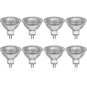 Lot De 8 Ampoules Halog&egrave;nes Mr16 Gu5.3 35 W 12 V &Agrave; Intensit&eacute; Variable, Blanc Chaud 2800 K, 400 Lm, Avec Diffuseur En Verre. - Neuf